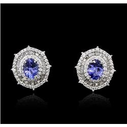 14KT White Gold 2.56ctw Tanzanite and Diamond Earrings