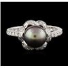 Image 1 : 14KT White Gold Pearl and Diamond Ring