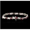 Image 2 : 14KT White Gold 4.92ctw Ruby and Diamond Bracelet