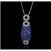 Image 1 : 14KT White Gold 1.76ct Sapphire and Diamond Pendant With Chain