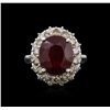 Image 1 : 14KT White Gold 6.16ct Ruby and Diamond Ring