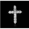 Image 1 : 14KT White Gold 0.43ctw Diamond Cross Pendant