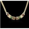 Image 2 : 14KT Yellow Gold 0.50ctw Ruby, Emerald and Diamond Necklace