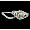 Image 3 : 14KT White Gold 1.59ctw Fancy Brown Diamond Wedding Ring Set