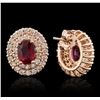 Image 2 : 14KT Rose Gold 2.07ctw Ruby and Diamond Earrings