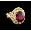 Image 2 : 14KT Yellow Gold 7.34ct Ruby and Diamond Ring