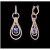 Image 2 : 14KT Rose Gold 2.50ctw Tanzanite and Diamond Earrings