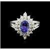 Image 1 : 14KT White Gold 1.28ct Tanzanite and Diamond Ring