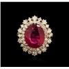 Image 1 : 14KT Rose Gold 6.64ct Ruby and Diamond Ring