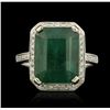 Image 1 : 14KT White Gold 9.90ct Emerald and Diamond Ring
