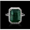 Image 2 : 14KT White Gold 9.90ct Emerald and Diamond Ring