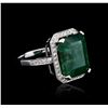 Image 4 : 14KT White Gold 9.90ct Emerald and Diamond Ring
