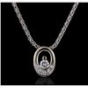 Image 1 : 18KT White Gold 0.10ctw Diamond Pendant With Chain