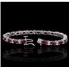 Image 3 : 14KT White Gold 7.35ctw Ruby and Diamond Bracelet