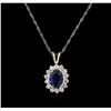 Image 2 : 1.50ct Sapphire and Diamond Pendant With Chain - 18KT White Gold