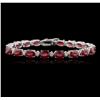 Image 1 : 17.77ctw Ruby and Diamond Bracelet - 14KT White Gold