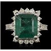 Image 1 : 14KT White Gold 5.71ct GIA Certified Emerald and Diamond Ring