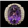 Image 1 : 14KT Yellow Gold 10.99ct Amethyst and Diamond Ring