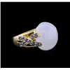 Image 2 : 14KT Yellow Gold 15.62ct Chalcedony and Blue Sapphire Ring