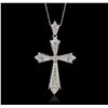 Image 1 : 14KT White Gold 1.50ctw Diamond Cross Pendant With Chain