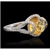 Image 2 : 14KT White Gold 3.55ct Citrine and Diamond Ring