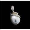 Image 2 : 14KT White Gold 28.58ct Pearl and Diamond Pendant