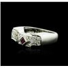 Image 2 : 14KT White Gold 0.15ct Ruby and Diamond Ring