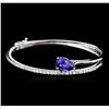 Image 1 : 14KT White Gold 3.21ct Tanzanite and Diamond Bangle Bracelet