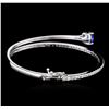 Image 3 : 14KT White Gold 3.21ct Tanzanite and Diamond Bangle Bracelet