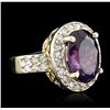 Image 2 : 14KT Yellow Gold 5.44ct Amethyst and Diamond Ring