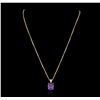 Image 2 : 14KT Yellow Gold 4.84ct Amethyst and Diamond Pendant With Chain