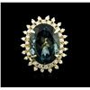 Image 1 : 14KT Yellow Gold 22.70ct Topaz and Diamond Ring