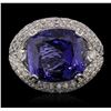 Image 1 : 18KT White Gold GIA Certified 20.48ct Tanzanite and Diamond Ring