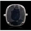 Image 1 : 18KT White Gold 17.38ct Sapphire and Diamond Ring