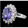 Image 2 : 14KT White Gold 4.33ct Tanzanite and Diamond Ring