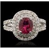 Image 1 : 14KT White Gold 1.73ct Tourmaline and Diamond Ring