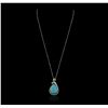 Image 2 : 14KT White Gold 11.29ct Turquoise and Diamond Pendant With Chain