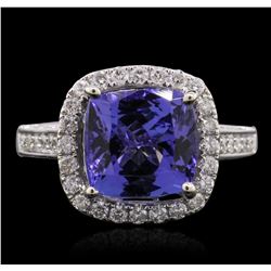 14KT White Gold 4.56ct Tanzanite and Diamond Ring