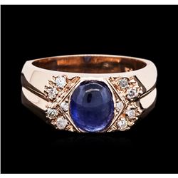 14KT Rose Gold 4.30ct Sapphire and Diamond Ring