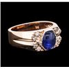 Image 2 : 14KT Rose Gold 4.30ct Sapphire and Diamond Ring