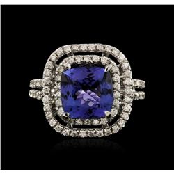 14KT White Gold 3.98ct Tanzanite and Diamond Ring