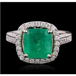 14KT Two-Tone Gold 3.85ct Emerald and Diamond Ring