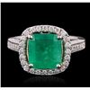 Image 1 : 14KT Two-Tone Gold 3.85ct Emerald and Diamond Ring