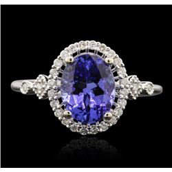 14KT White Gold 2.18ct Tanzanite and Diamond Ring