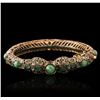 Image 1 : 10KT Yellow Gold 17.79ctw Emerald Bangle Bracelet