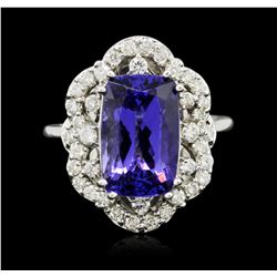 14KT White Gold 4.71ct Tanzanite and Diamond Ring