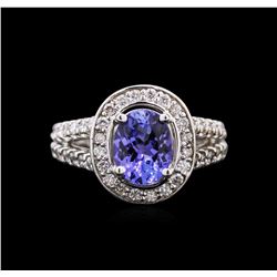 2.01ct Tanzanite and Diamond Ring - 18KT White Gold