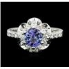 Image 1 : 14KT White Gold 1.07ct Tanzanite and Diamond Ring