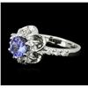 Image 2 : 14KT White Gold 1.07ct Tanzanite and Diamond Ring