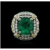Image 1 : Two-Tone GIA Certified 10.34ctw Emerald and Diamond Ring
